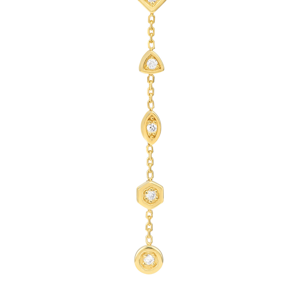 Jewelryweb 14k Yellow Gold 0.16 Dwt Diamond Mix Element Dangle Earrings