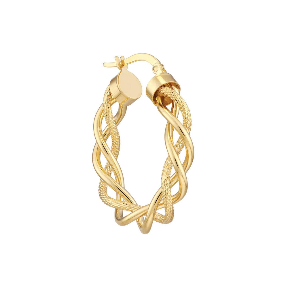 Jewelryweb 14k Yellow Gold Braided Hoop Earrings