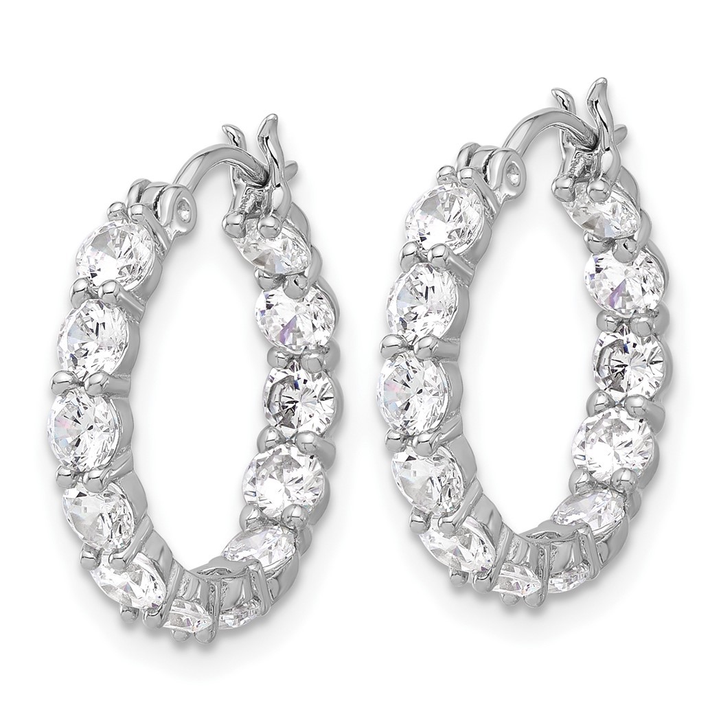Jewelryweb Sterling Silver Rhodium-plated In and Out Cubic Zirconia Hoop Earrings - Measures 17.5x17.5mm Wide 2.5mm Thick
