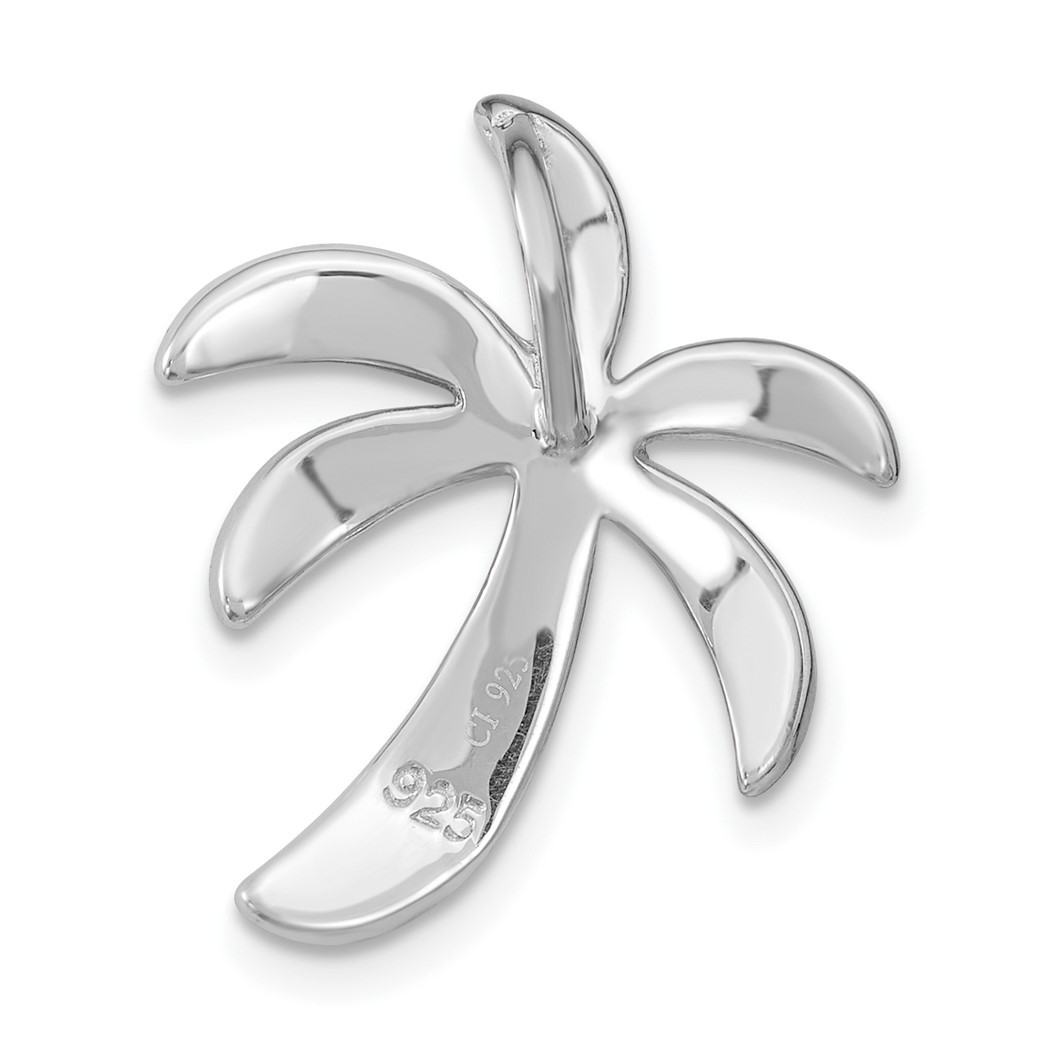 Jewelryweb 19mm Sterling Silver Rhodium-plated Created Abalone Palm Tree Pendant