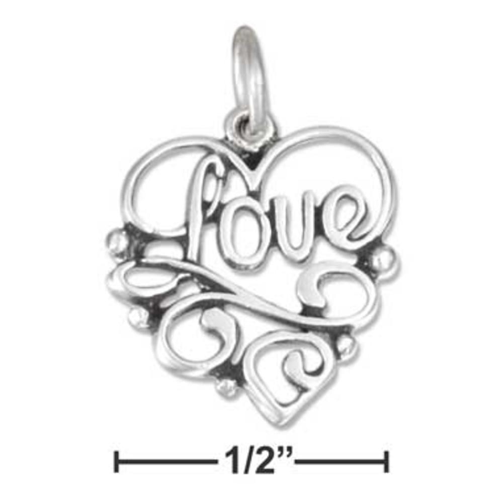 Jewelryweb Sterling Silver Scrolled Love With In Open Heart Charm