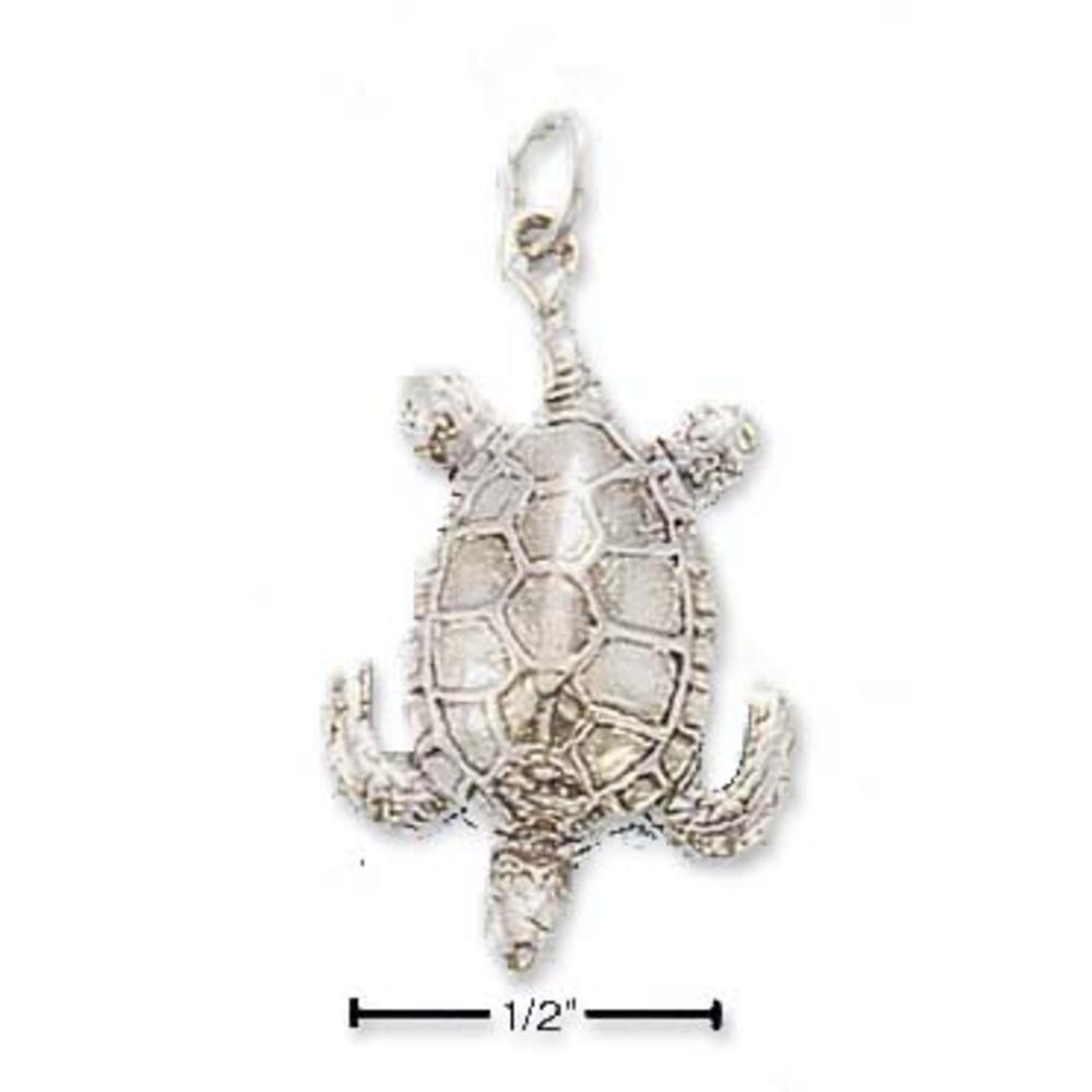 Jewelryweb Sterling Silver Antiqued Upside Down Deep Sea Turtle Charm