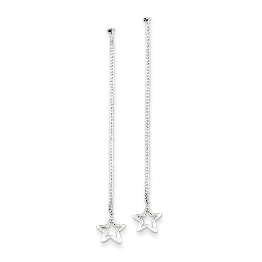 Jewelryweb Sterling Silver Star Threader Earrings