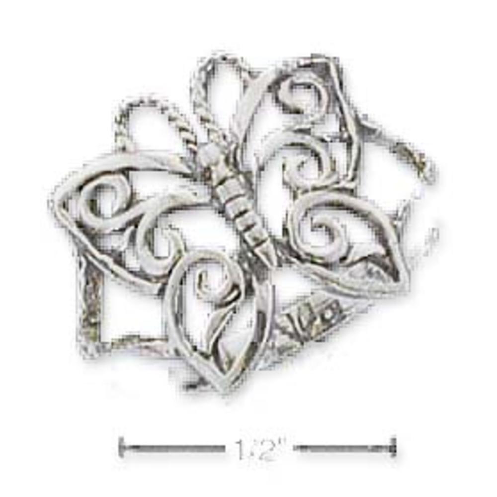 Jewelryweb Sterling Silver Antiqued Butterfly Ring - Size 5.0