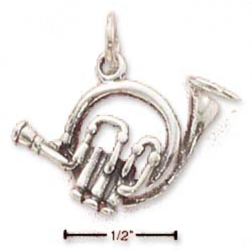 Jewelryweb Sterling Silver French Horn Charm