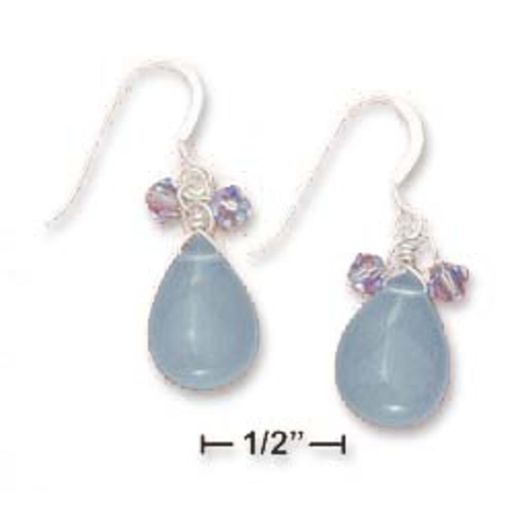 Jewelryweb Sterling Silver 10x13mm Synth. Lt Blue Chalcedony Earrings
