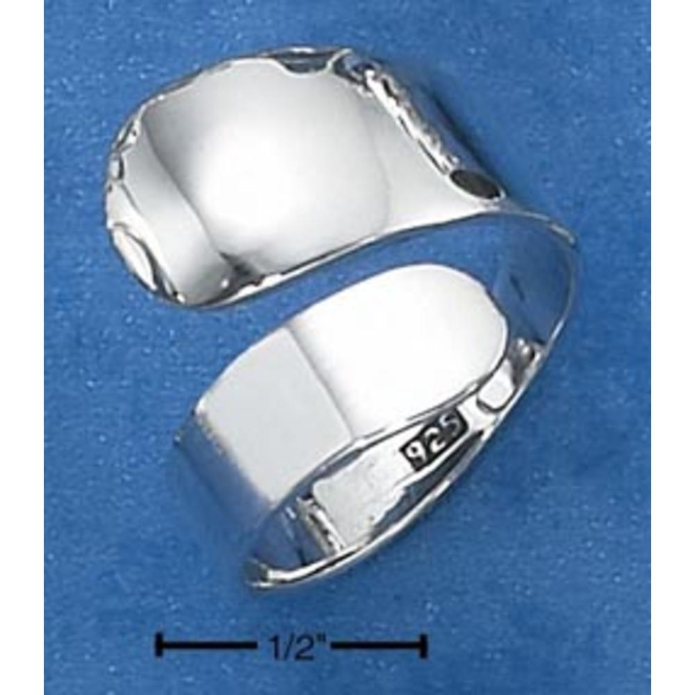 Jewelryweb Sterling Silver Plain High Polish Spoon Bypass Ring - Size 9.0