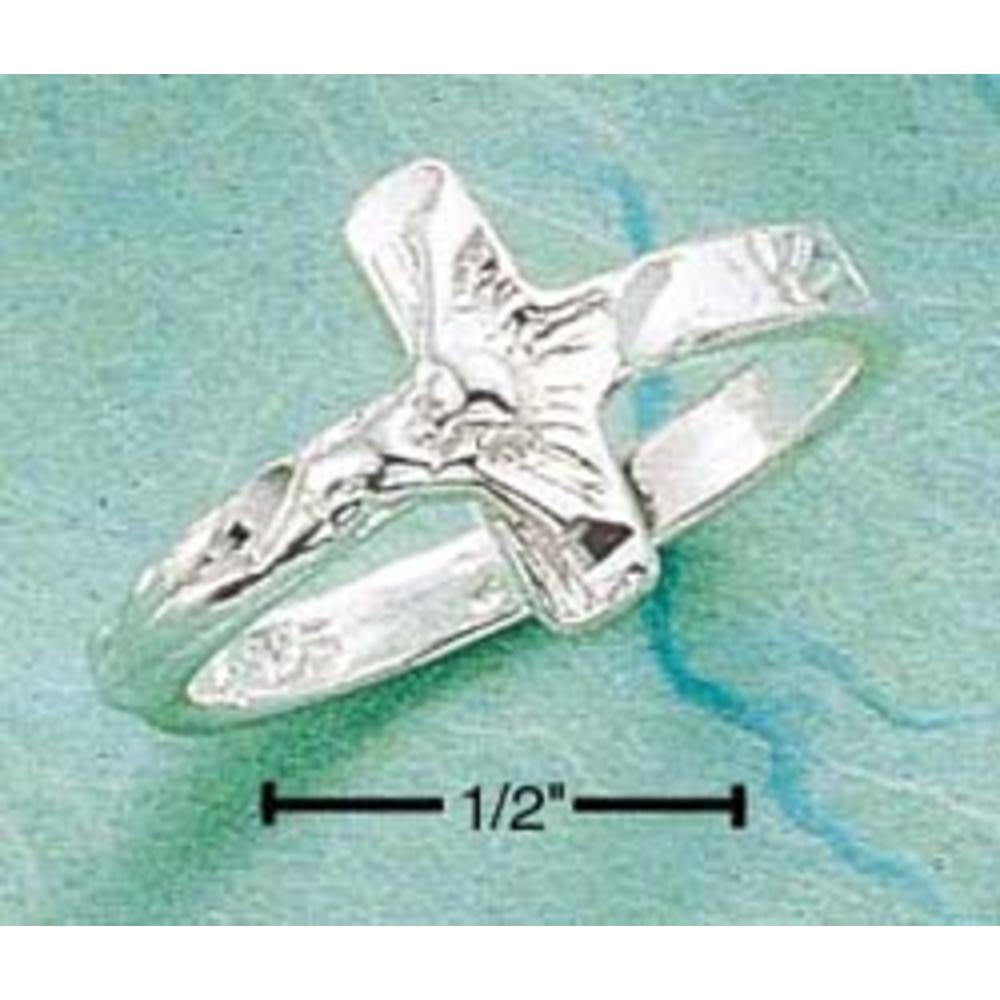 Jewelryweb Sterling Silver Crucifix Ring - Size 8.0