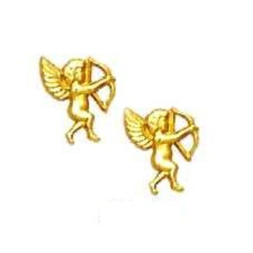 Jewelryweb 14k Yellow Gold Angel Friction-Back Post Earrings