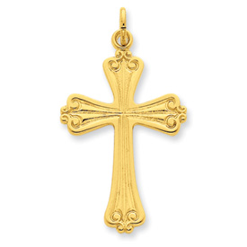 Jewelryweb Sterling Silver and 24k Gold-Flashed Cross Pendant