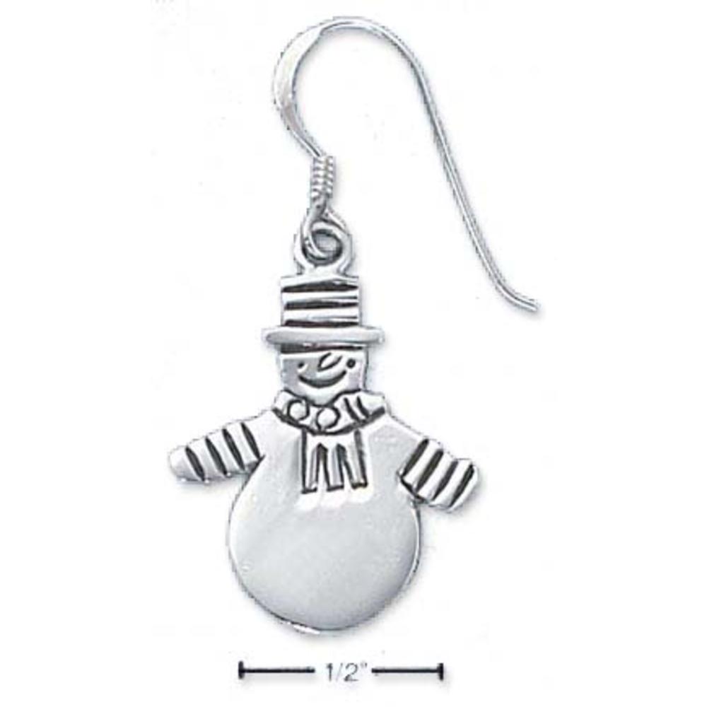 Jewelryweb Sterling Silver Flat Snowman Hat Mittens and Scarf Earrings
