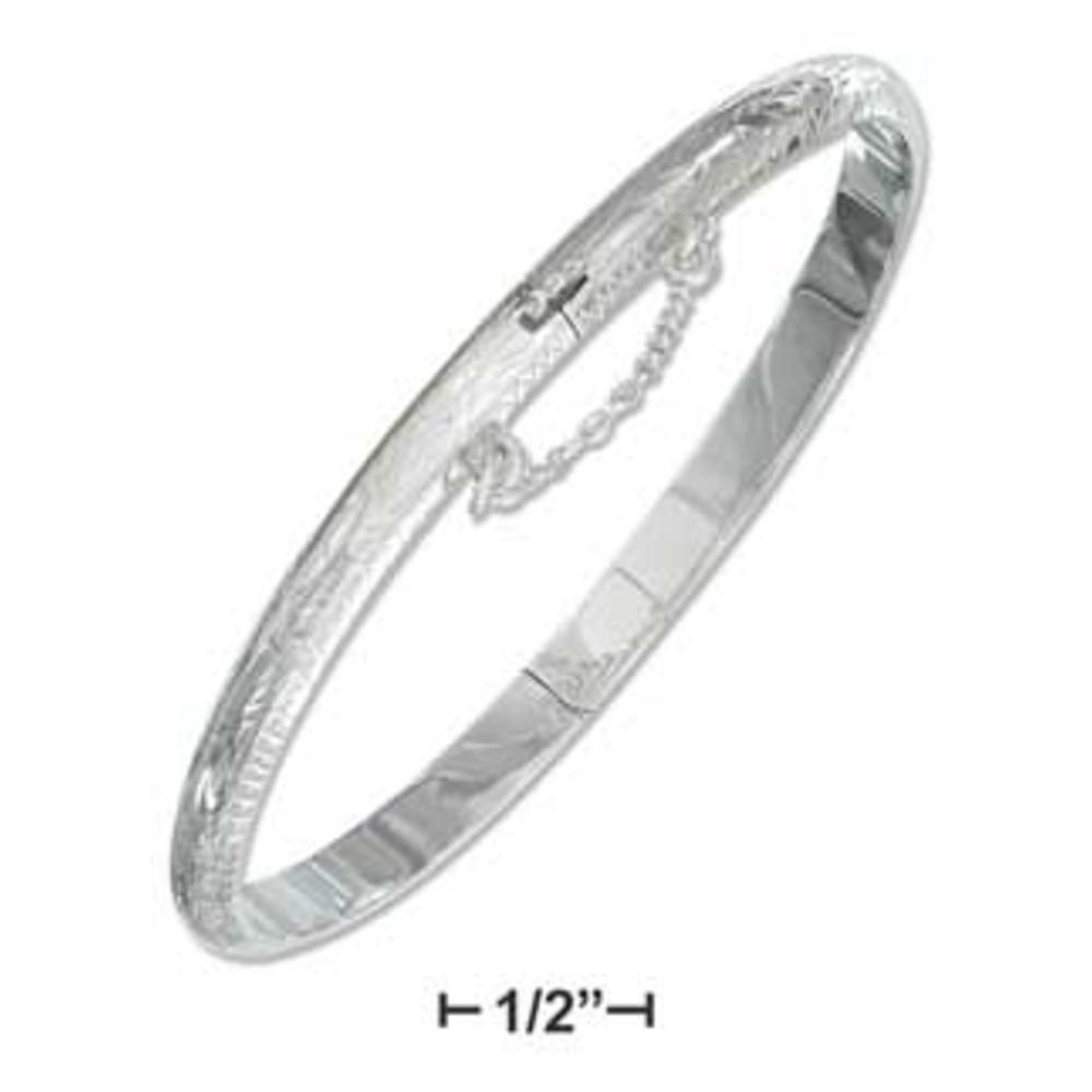 Jewelryweb Sterling Silver 5mm Etched Bangle Bracelet