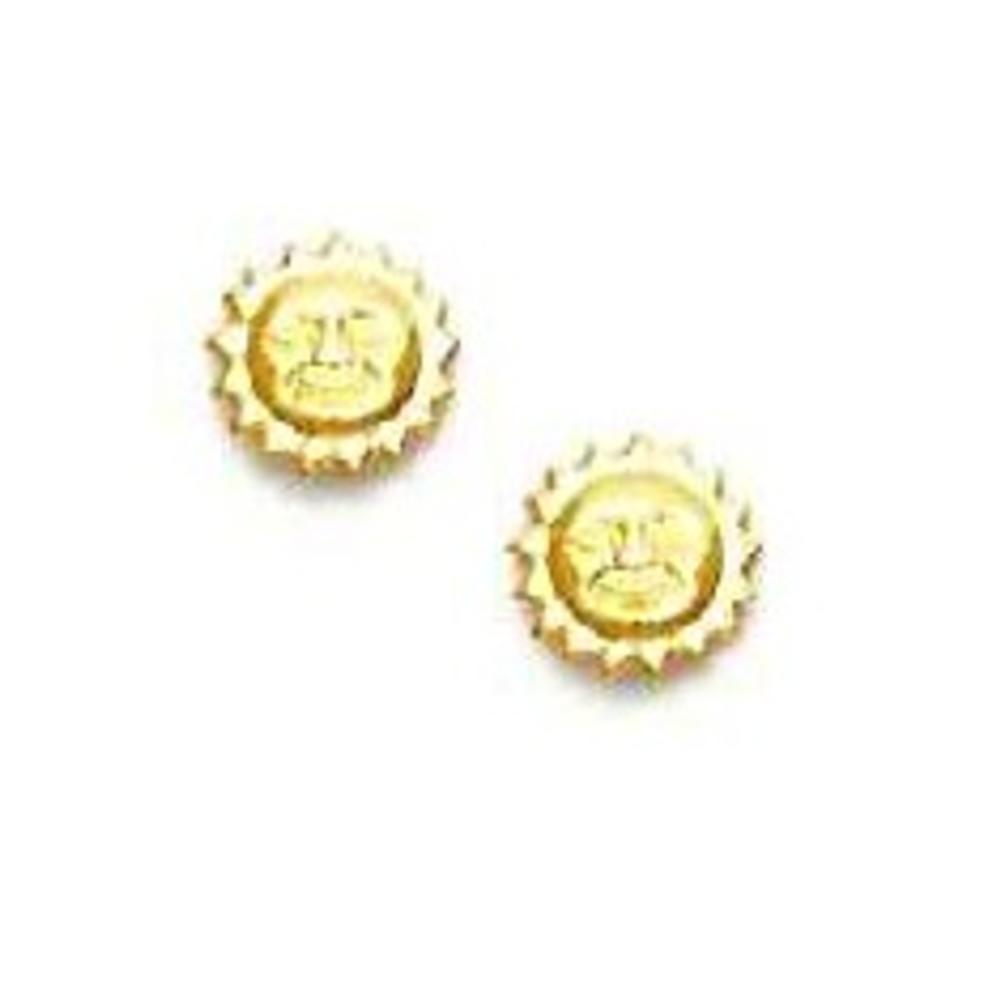 Jewelryweb 14k Yellow Gold Sun Friction-Back Post Earrings
