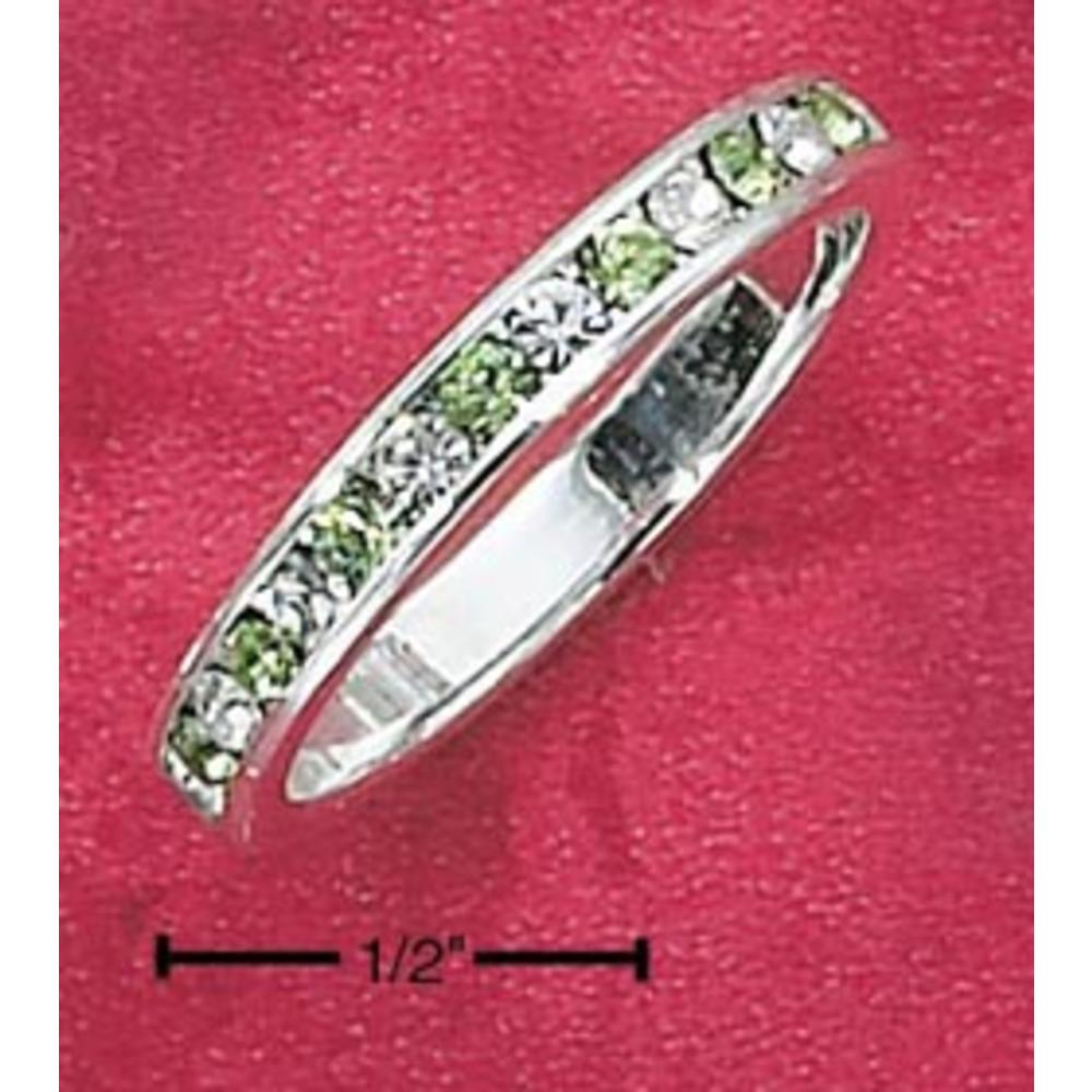 Jewelryweb Cubic Zirconia Simulated Peridot August Eternity Ring 3mm Wide - Size 7.0