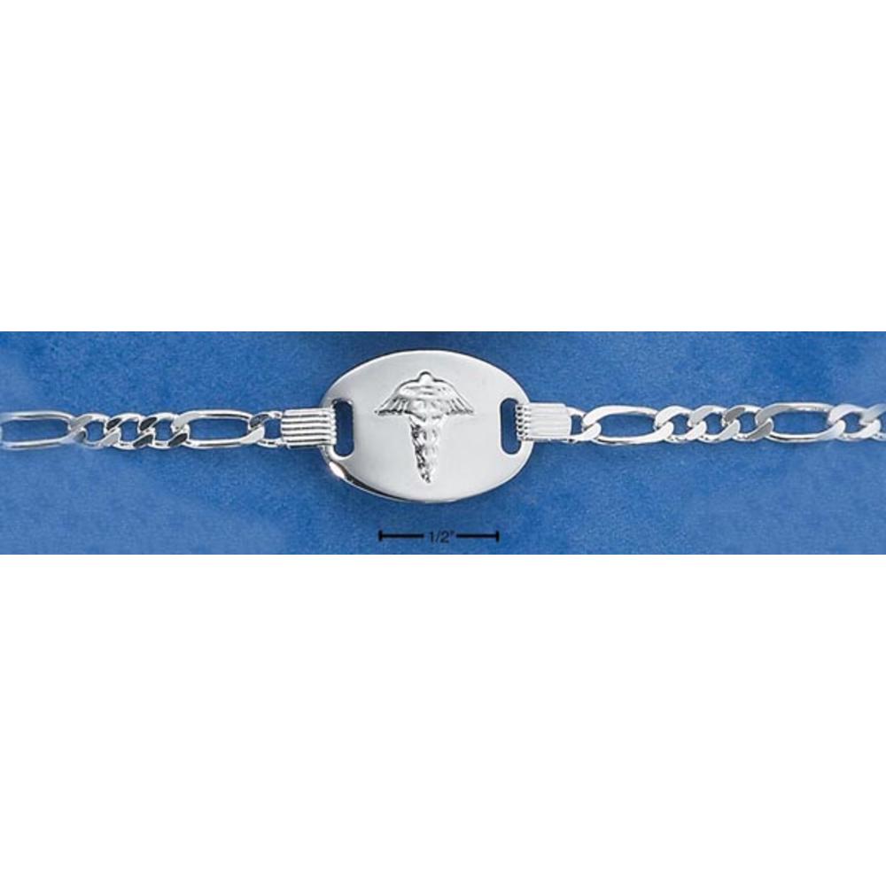 Jewelryweb Italian 7 Inch Small Plate Figaro Medical Id Bracelet