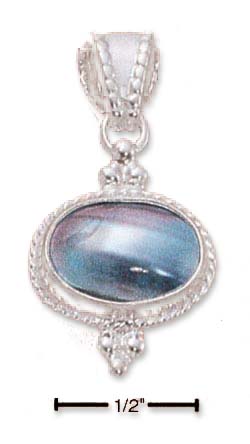 Jewelryweb Sterling Silver Fancy Oval Gray Mabe Pendant