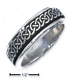 Jewelryweb Sterling Silver Mens Antiqued Celtic Knot Spinner Band Ring - Size 9.0
