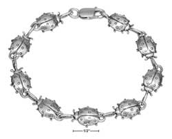 Jewelryweb Sterling Silver 7 Inch High Polish Ladybug Link Bracelet