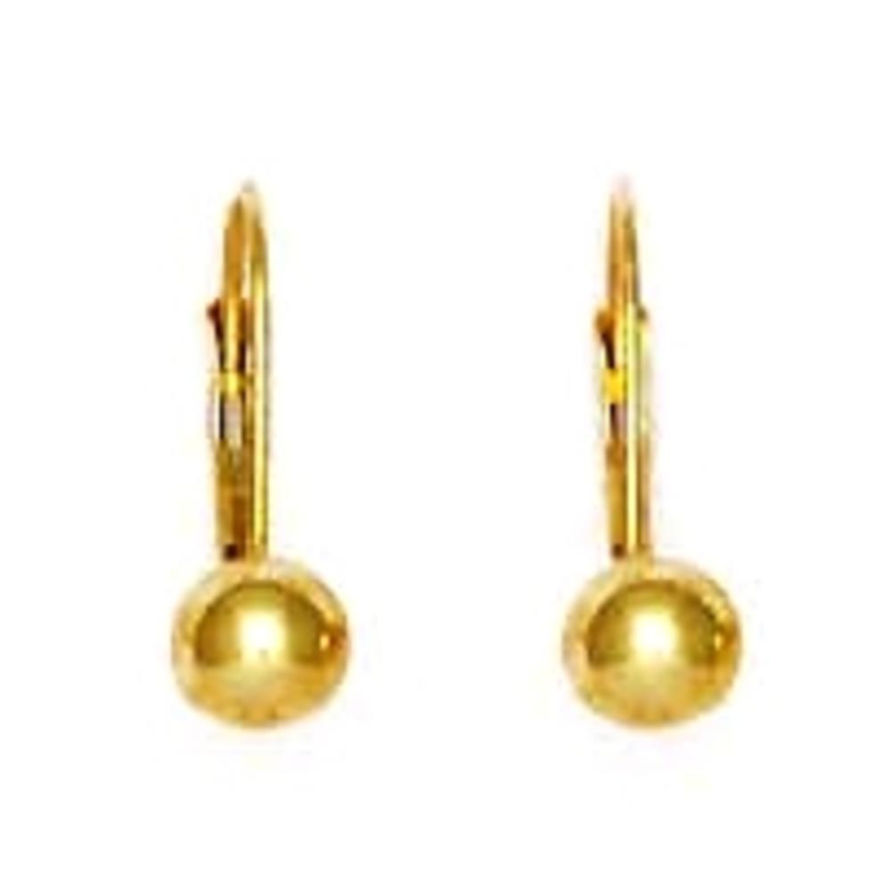 Jewelryweb 14k Yellow Gold Ball Lever-Back Earrings