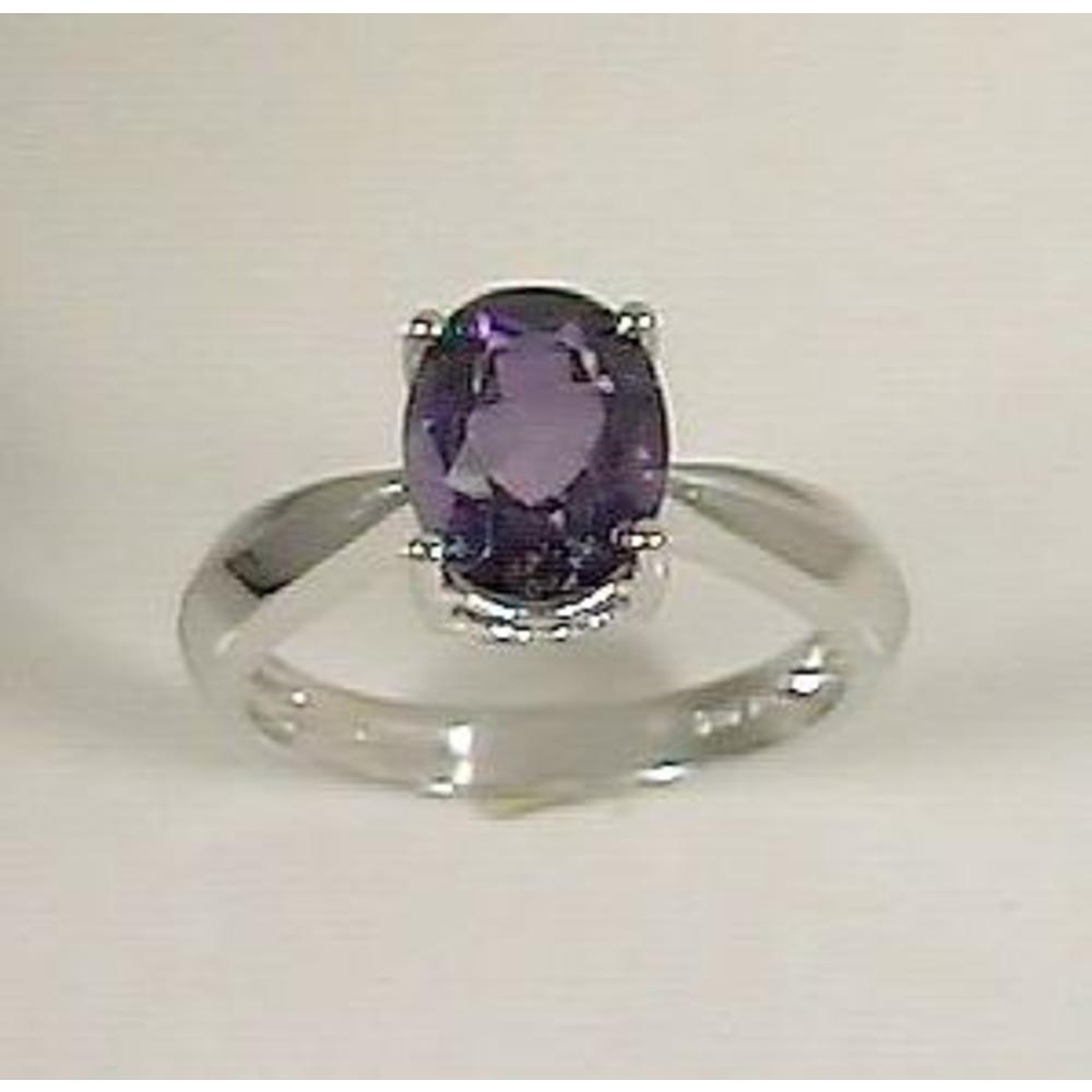 Jewelryweb WG Oval amethyst Solitaire Ring - Size 6.0