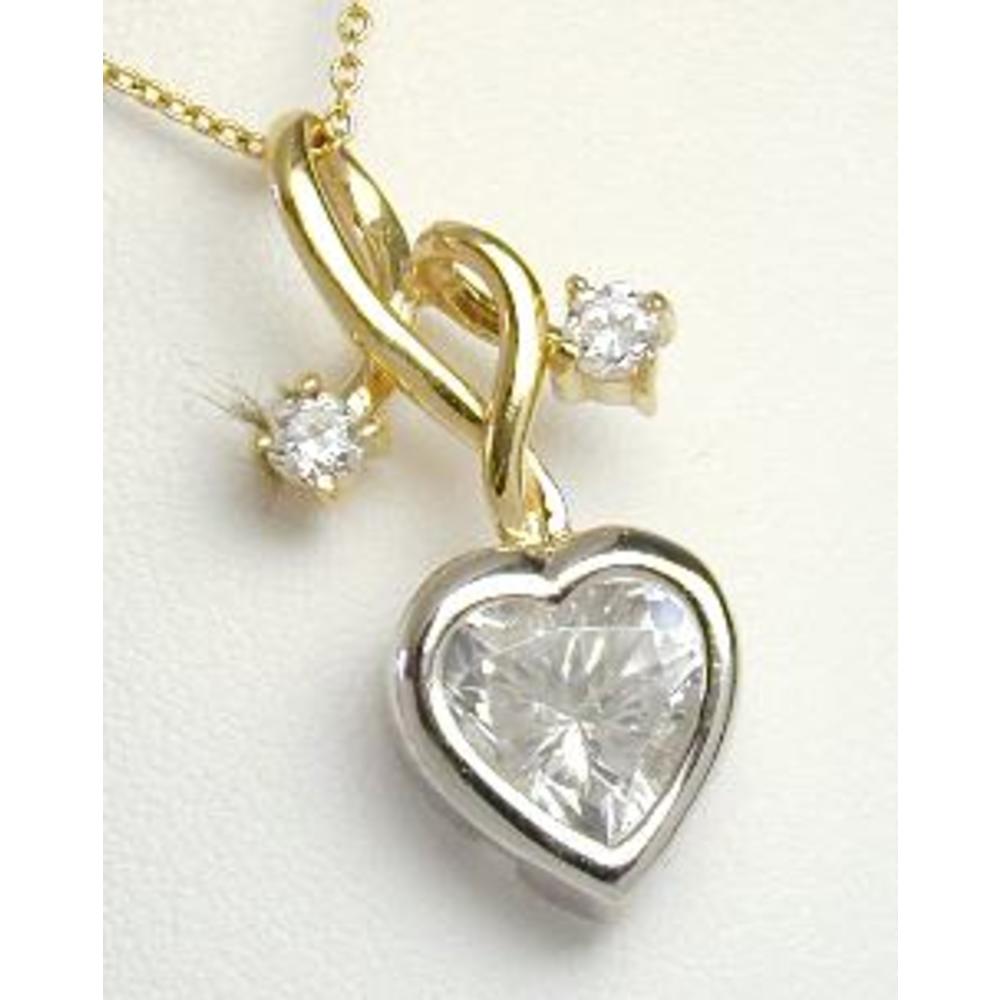 Jewelryweb Elegant Two-tone Heart Shaped Cubic Zirconia Pendant