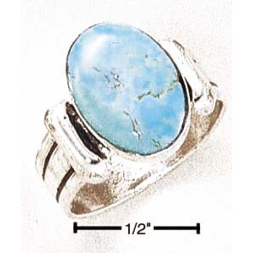 Jewelryweb Simulated Turquoise Stone On Fancy Shank Ring - Size 10.0