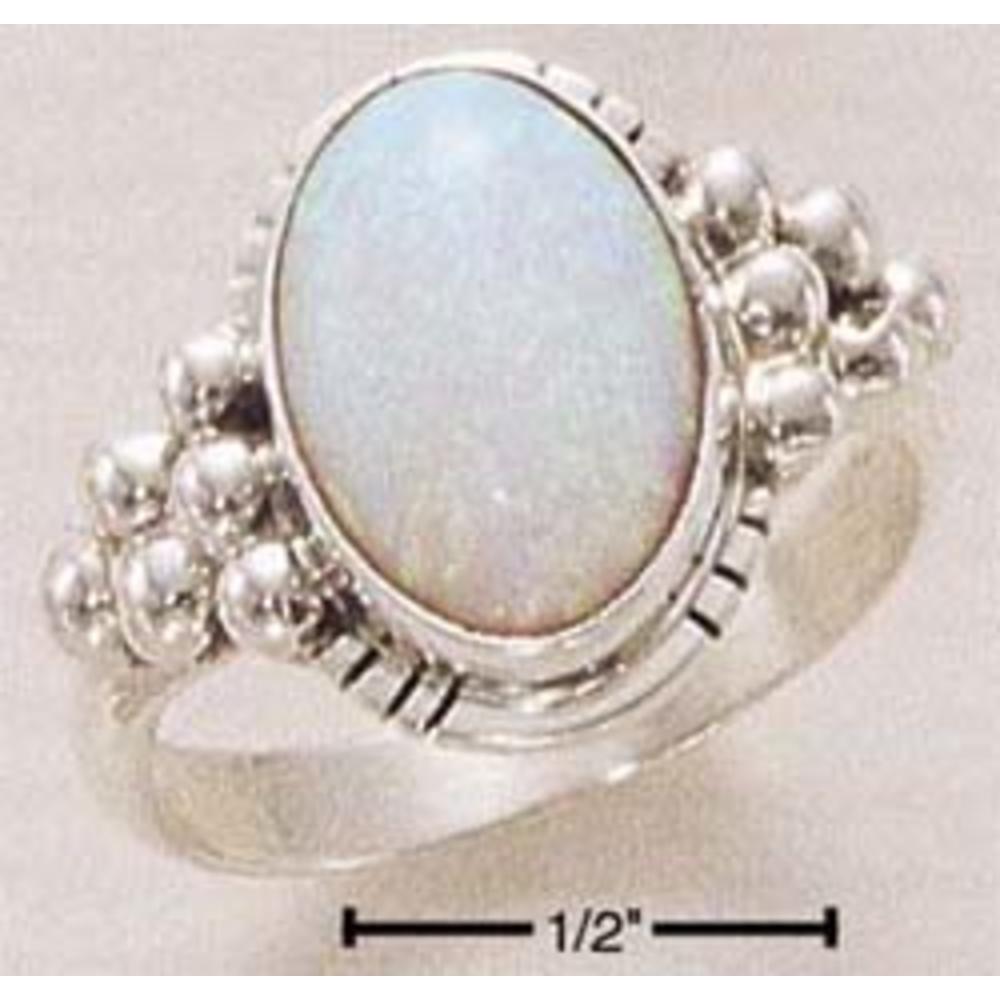 Jewelryweb Sterling Silver Handmade Lab Simulated Opal Cabochon Ring - Size 7.0