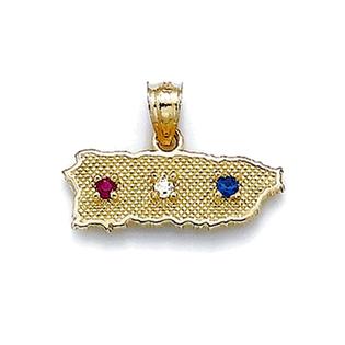 Jewelryweb 14k Yellow Gold Puerto Rico Cubic Zirconia Cubic