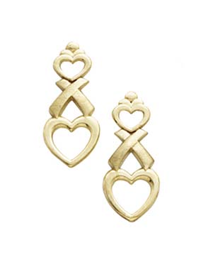 Jewelryweb 14k Yellow Gold Hugs and Kisses Earrings
