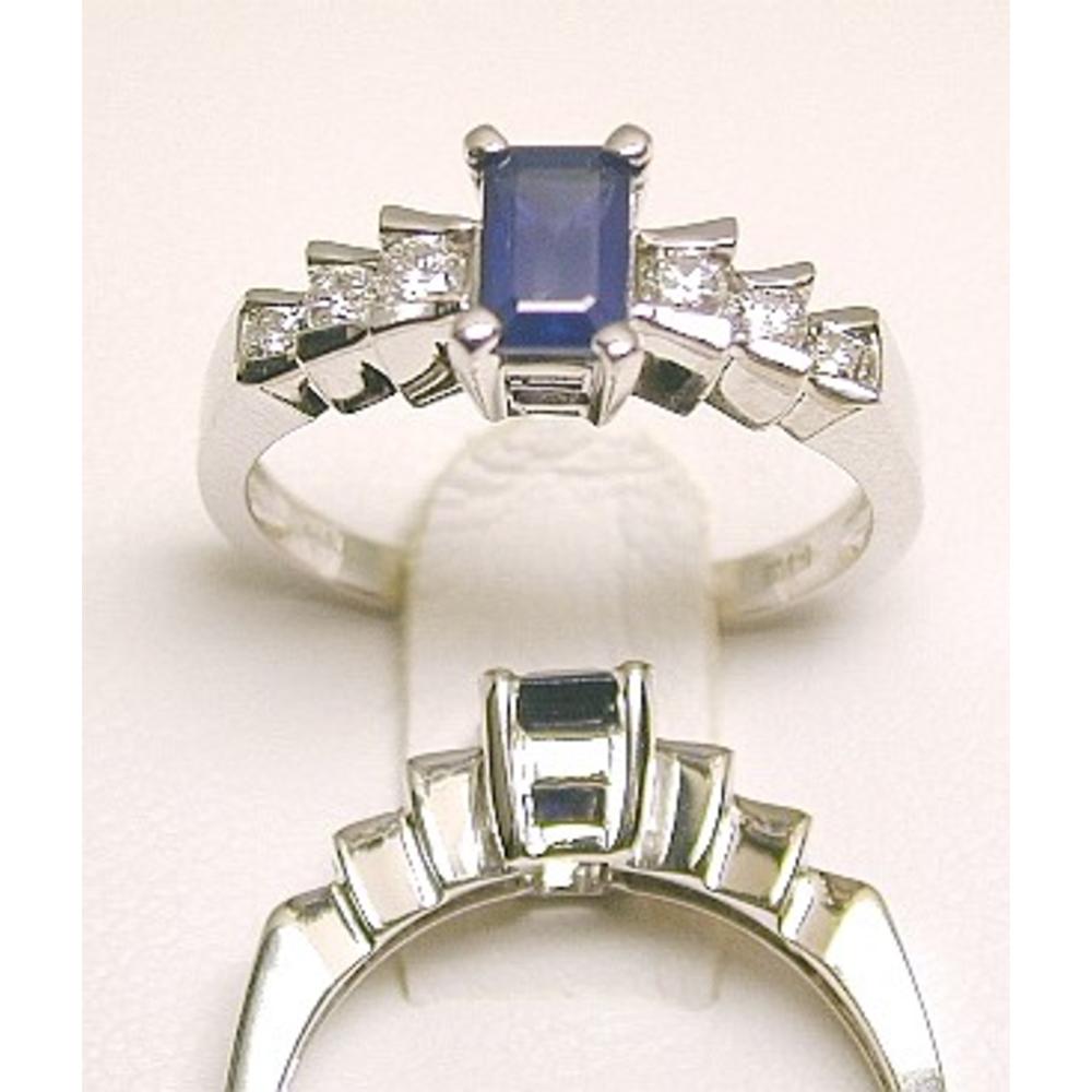 Jewelryweb Emerald-cut Saphire and Diamond Step Ring - Size 7.0