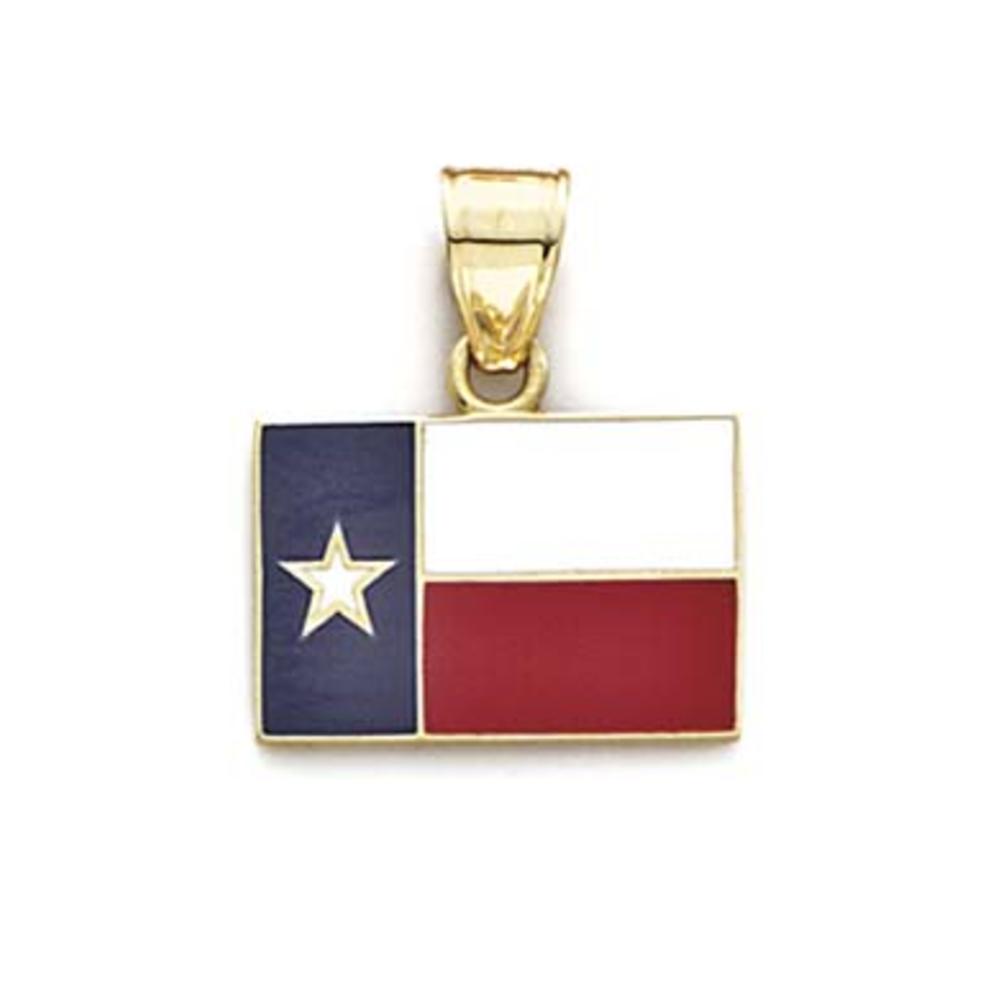Jewelryweb 14k Yellow Gold Enamel Texas Flag Pendant