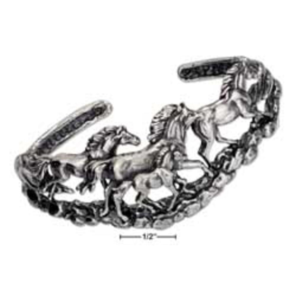 Jewelryweb Sterling Silver Multiple Horse Cuff