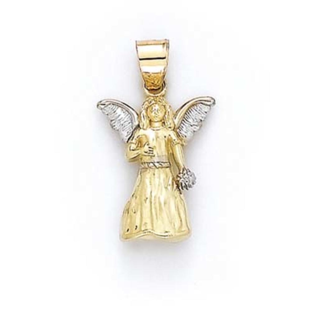 Jewelryweb 14k Two-Tone Gold Large Angel Pendant