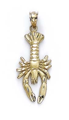 Jewelryweb 14k Yellow Gold Lobster Pendant