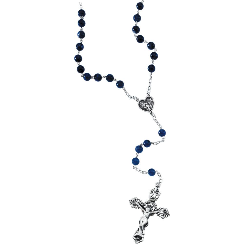 Jewelryweb Sterling Silver Sodalite Rosary Necklace