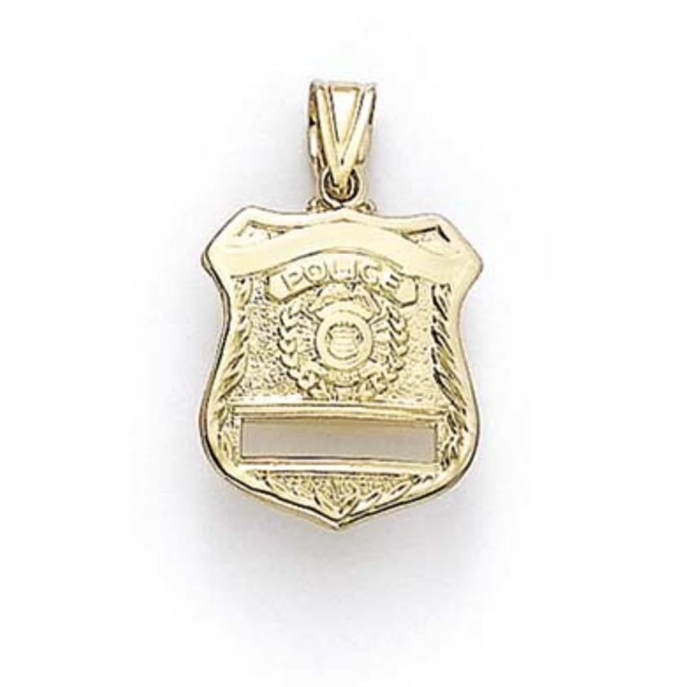 Jewelryweb 14k Yellow Gold Small Police Badge Pendant
