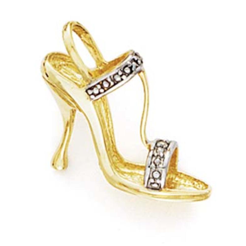 Jewelryweb 14k Yellow Gold Diamond High Heel Shoe Pendant