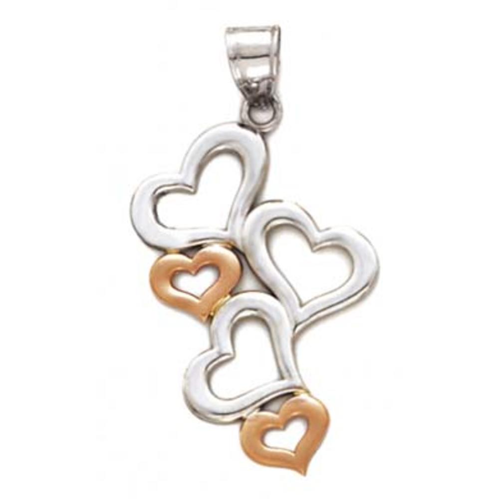 Jewelryweb 14k Two-Tone Gold Hearts Pendant