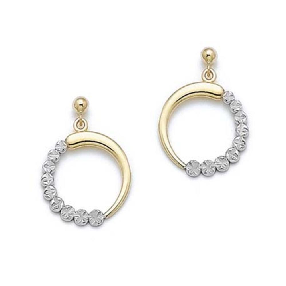 Jewelryweb 14k Two-Tone Gold Journey Circle Earrings