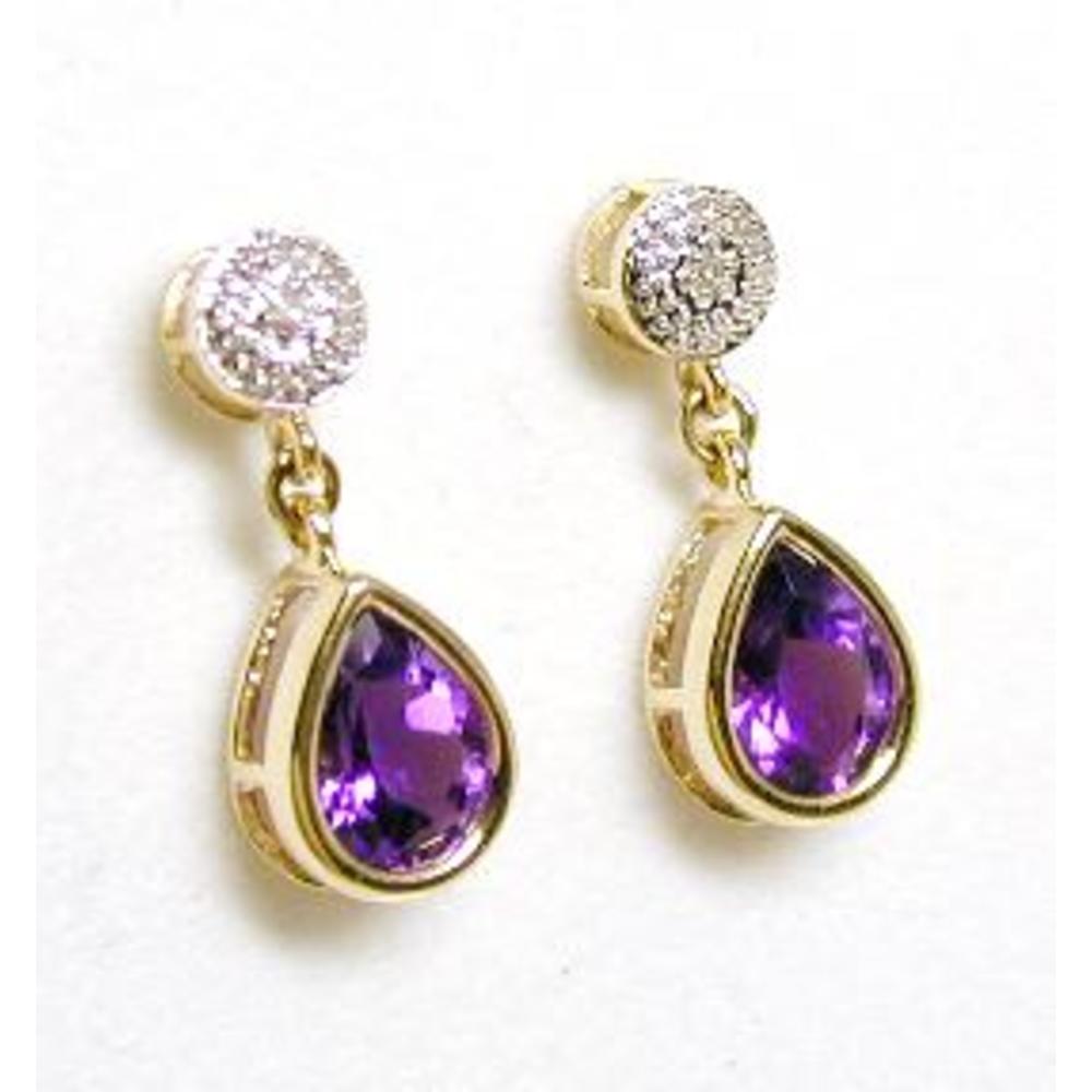 Jewelryweb Amethyst and Diamond Drop Earrings