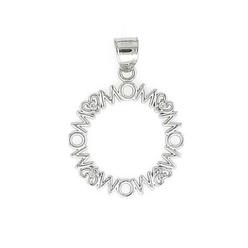 Jewelryweb 14k White Gold Mom Circle Diamond Pendant