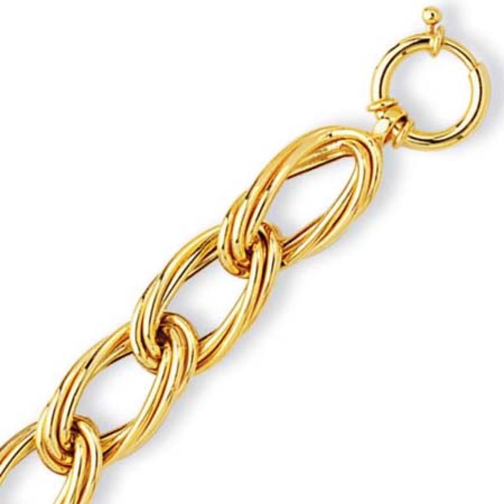 Jewelryweb 14k Yellow Fancy Double Oval Link Bracelet - 7.75 Inch