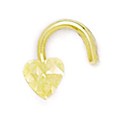 Jewelryweb 14k Yellow Gold Sparkle-Cut Heart Body Piercing Jewelry Nose Screw
