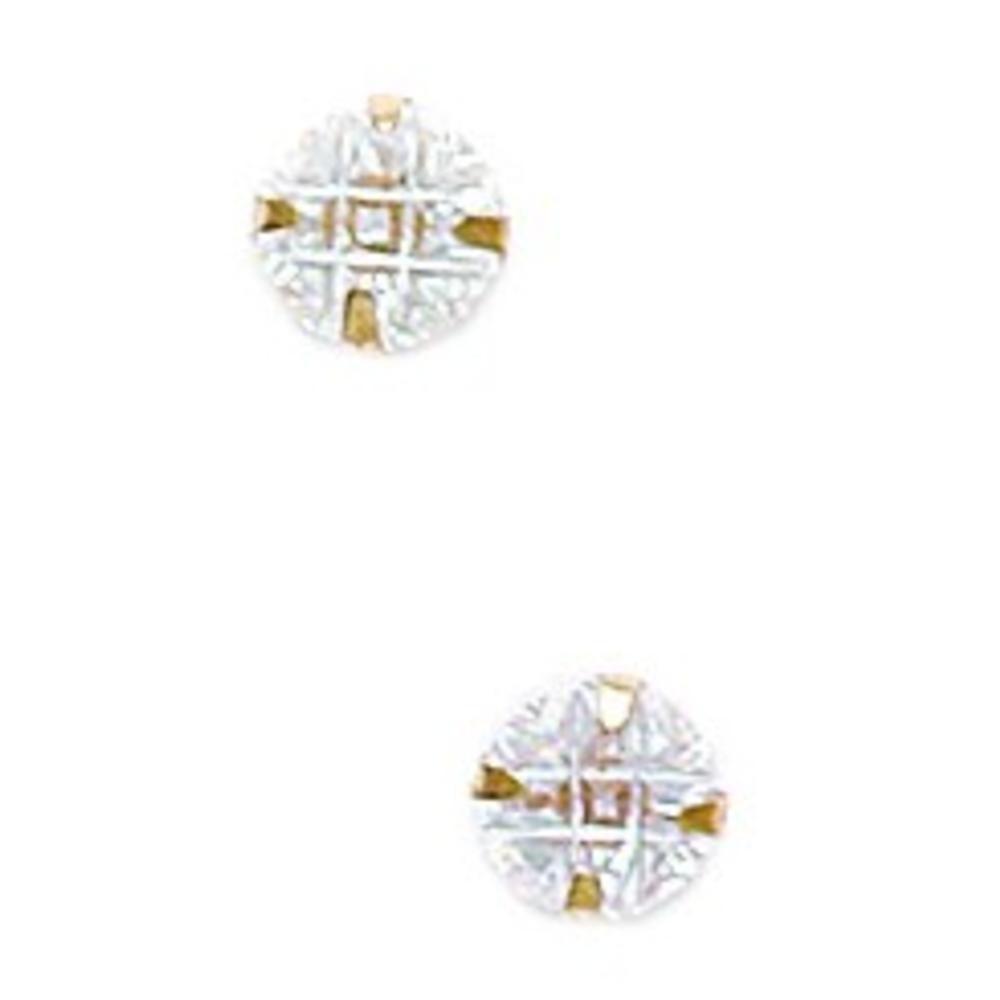 Jewelryweb 14k Yellow Gold 5mm 9 Segment Round Cubic Zirconia Light Prong Set Earrings