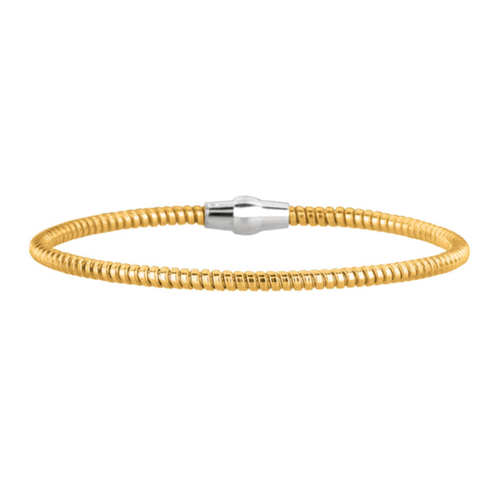 Jewelryweb Gold-Flashed 7.25 3.0mm Polish Flexable Wire Like Tube Stackable Bangle Bracelet Magnetic Clasp