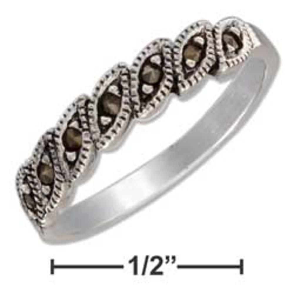 Jewelryweb Sterling Silver Multiple Marquise Marcasite Band Ring - Size 7