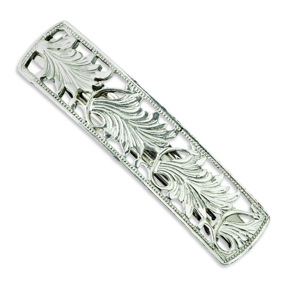 Jewelryweb Silver-tone Leaf Motiff Barrette