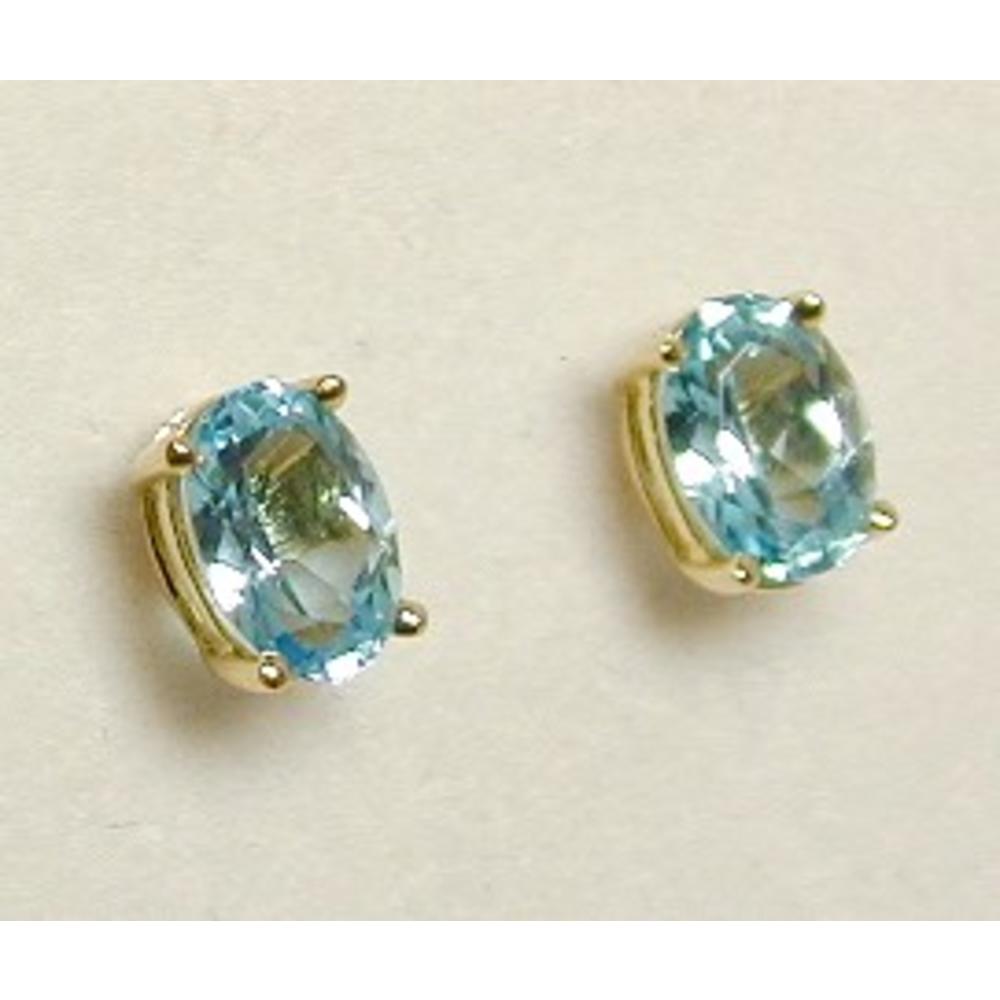 Jewelryweb Stunning Oval Blue Topaz Stud Earrings