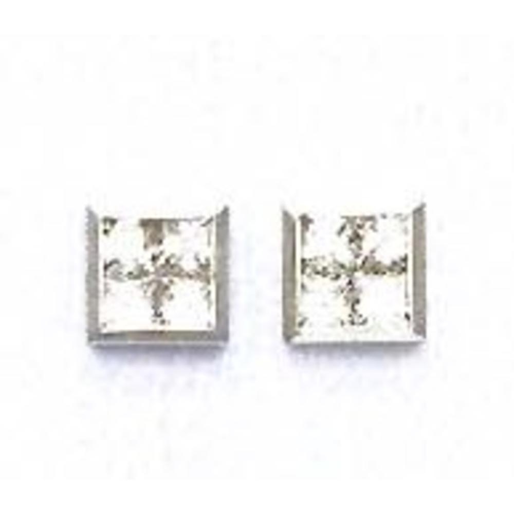 Jewelryweb 14k White Gold 2.5 mm Princess Cubic Zirconia Medium Post Earrings