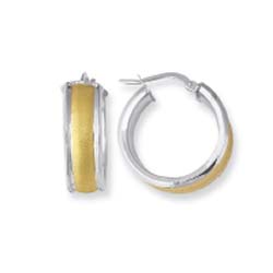 Jewelryweb 14k Two-Tone Fancy Hoop Earrings